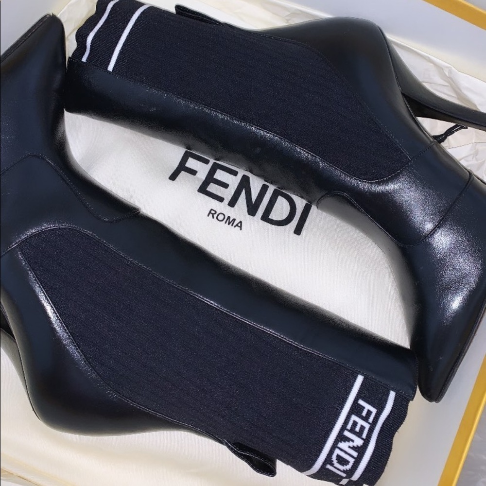 Fendi black stretch ankle boots.